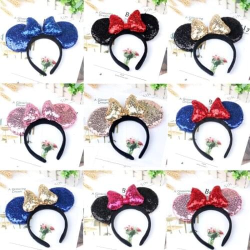 Disney Mickey Minnie Headband Accessories Plush Big Ear Hair Festive Cartoon Girls Party Ornaments Pretend Play Kawaii Toy Gifts