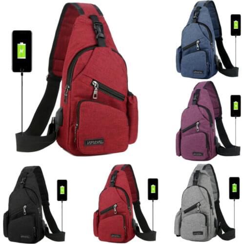 Men Chest Pack Messenger Sling Sport Travel Crossbody Shoulder Bag USB Charging Waist Packs