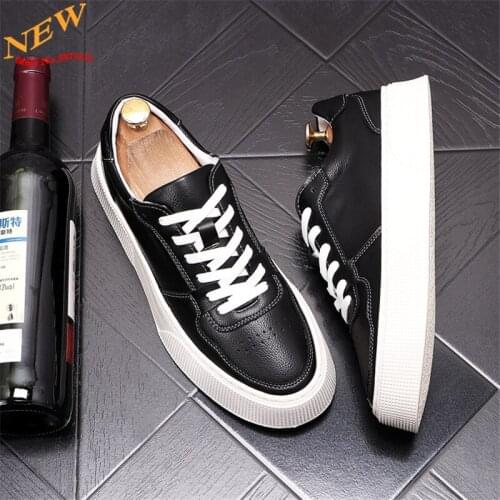 Summer New Leather Men Casual Shoes Hip Hop Sneakers Flats Board Shoes Loafers Chaussure Homme