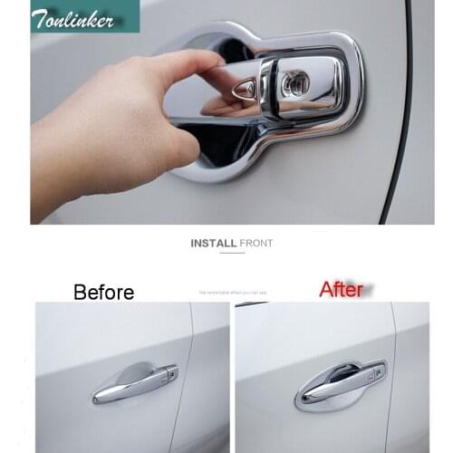 Tonlinker Exterior Car door handle bowl Cover Stickers for Nissan Murano 2015-19 Car styling 8 PCS ABSStainless steel sticker