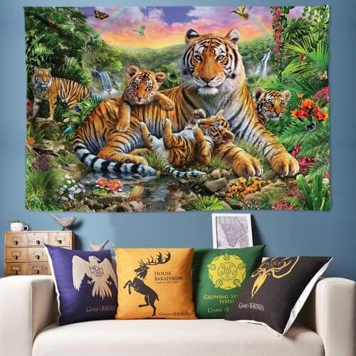 200*300cm Wild Tiger Tapestry Animal Wall Hanging Boho Decor Large Tapestries Wall Art Pictures for Living Room Bedding Sheets