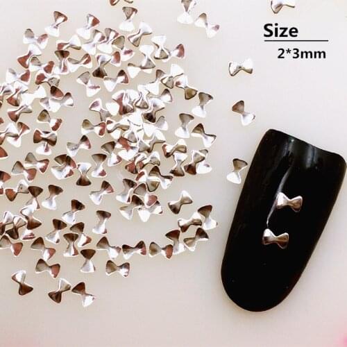 100pcs/bag New 3D Nail Art Deco Metal Nail Sticker Alloy Japanese Mini Stud Rivet Kawaii Bow Knot DIY Nail Tools