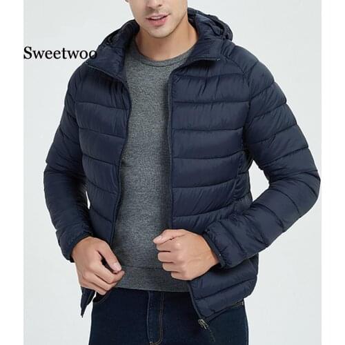 New Jacket Men Autumn Winter Style Light Weight Overcoat Outerwear Coats Cotton Warm Hooded Mens Jacket Coat Chaqueta S-2XL