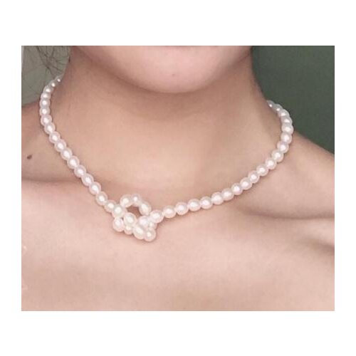 New Favorite Pearl Jewelry 5-6mm Rice Pearl White Real Pearl Choker Necklace Chain Gold Clasp Natural Freshwater Women Jewelry