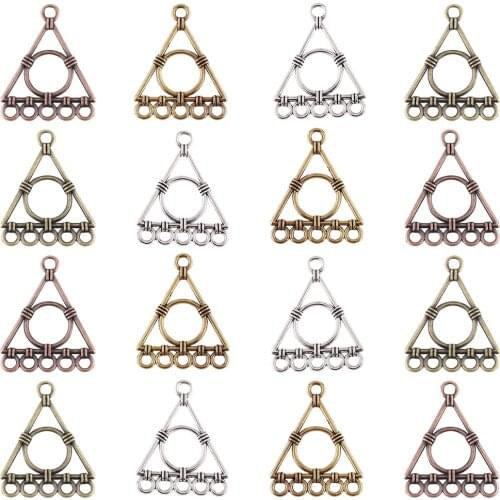 Zinc Alloy Hollow Beads For Jewelry Making 10pcs Triangle Circle Metal Pendants Hoop Earrings Necklaces DIY Craft Accessories
