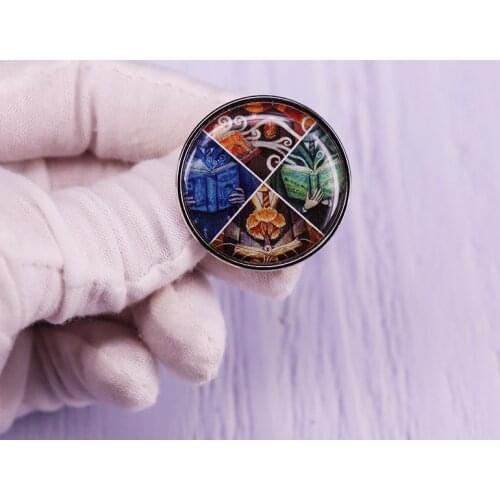 Books Magic Pin Harry-Potterrr Inspried Brooch Witchcraft Spell Book Badge Wizard Occult Jewelry