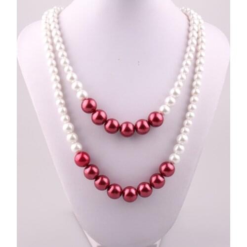 Free shipping new 14mm red Pearl and white pearl necklace for women holiday gift