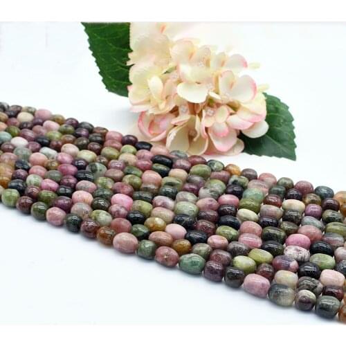 12x14mm Natural Smooth Colorfull Tourmaline Oval stone beads For DIY Bracelet Necklace Jewelry Making Strand 15"