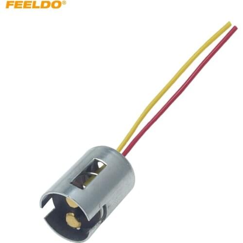FEELDO 2pcs Car BA15D Connector LED Bulb Replacement Socket BA15D Bulb Holder Adapter With Extension Wire Harness #HQ6206