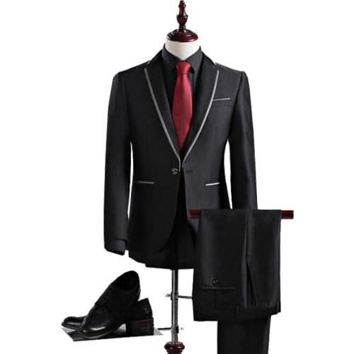 2016 New Arrival Autumn High Quality Weding Dress Single Button Casual Suit Men Black Mens Business Suits Plus-Size S -3XL