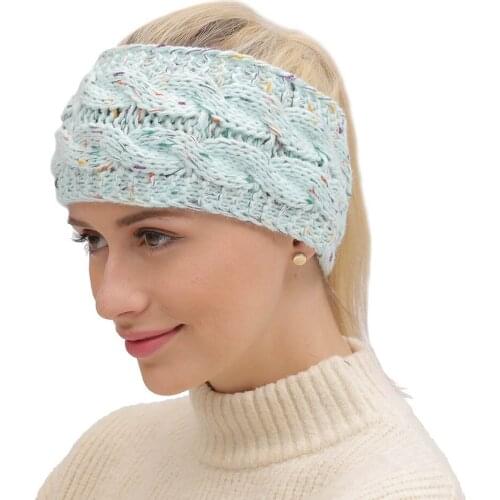 2019 Thread Plush Ear Warm Wide Fall Winter Elastic Headband Twist Crochet Solid Soft Hairband Hair Accessories- XMC-W6