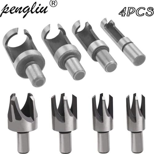 4Pcs/set 6mm/ 10mm/ 13mm/ 16mm Taper Claw Type Wood Plug Cutter Drill Bits Carbon Steel Drill Set Woodwork Tools