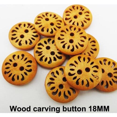 50PCS Carving Flower Chrysanthemums Shirt Button Mum Wooden Buttons 2 Hole Boots Coat Sewing Clothes Accessories MCB-054