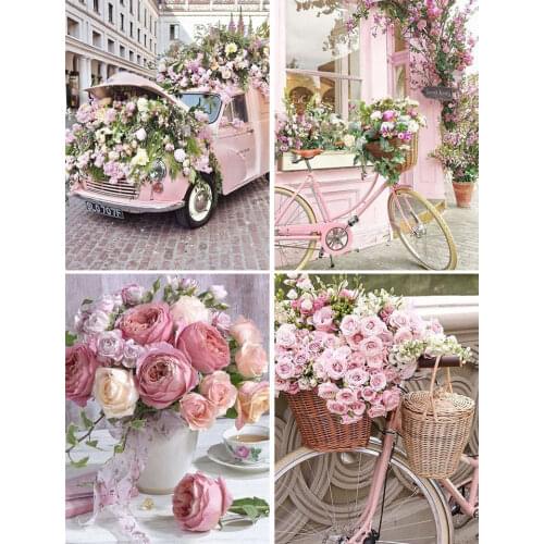 5D DIY Diamond Painting Full Square Flowers Cross Stitch Kit Diamond Mosaic Landscape Bicycle Picture Decor Diamond Embroidery