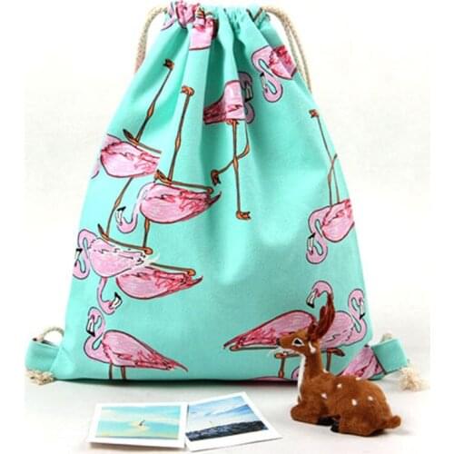 9 Styles Girls Shoulder Bags Women Canvas/ Cotton Backpack Bag Shoe Travel Pouch Portable Drawstring Storage Bags
