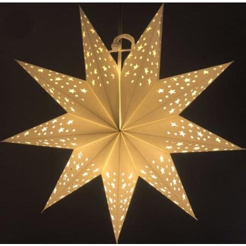 45CM Star Lamp Shade Hollow Out Star Light Cover Lampshade Christmas Lampshade Folding Paper Lantern stock until December