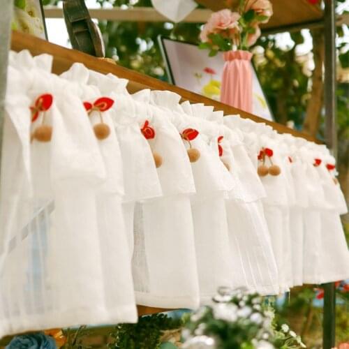 American Garden Kitchen Short Half Curtain Punch-Free Flower Blackout Gauze Bathroom Cabinet Shade Decoration Home Living Room