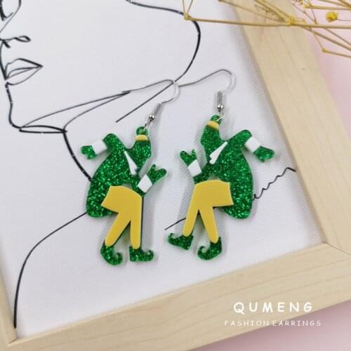 Exaggerated Athletic Clown Acrylic Earrings for Women Funny Fashion Glitter Powder Human Irregular Dangle Earrings Brincos Mujer