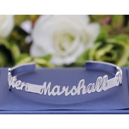 3UMeter Custom Name Bracelet Personalized Custom Cuff Bangles Name Women Men Rose Gold Stainless Steel Adjustable Jewelry Gifts