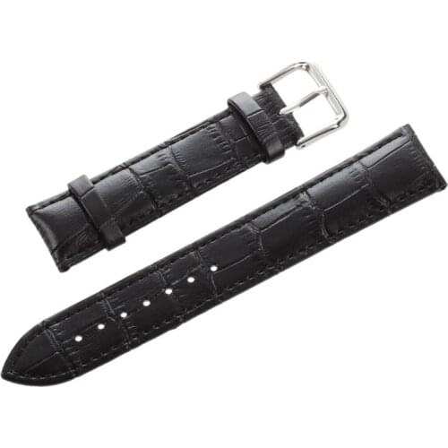 20mm Black Veritable Leather Bracelet with Buckle to Watch