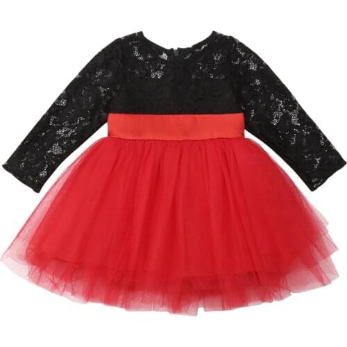 12M-5Years Princess Kids Baby Girls Lace Flower Dress Bow Tutu Party Birthday Dresses