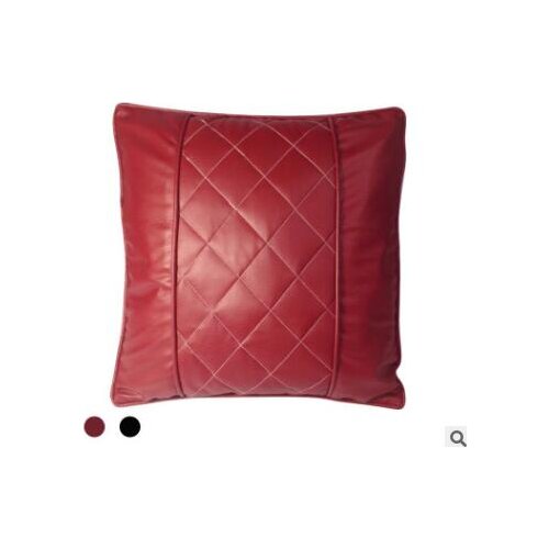 Deep red PU leather cushion cover sofa office pillowcase car headrest lumbar pillow cover for back cushion car