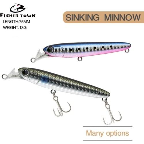 Minnow fishing lure 75mm 13g Wobblers for trolling Crankbait spinning lure slow jig surface Artificial bait jerkbait sea fishing