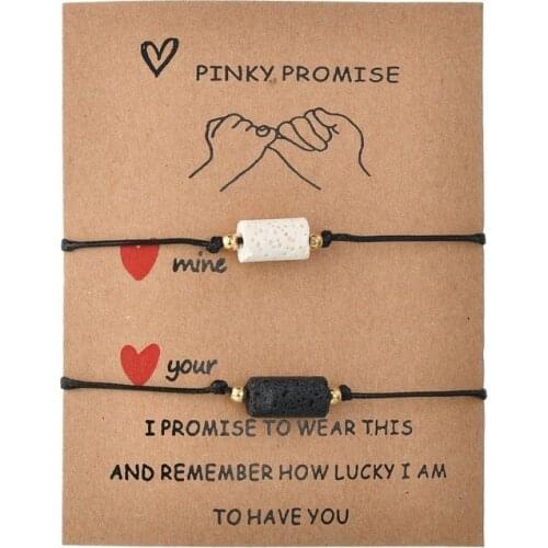 2pcs Volcanic Stone Couples Charm Bracelet Bead Bangles Women Men Friendship Bracelets Lucky Wish Jewelry