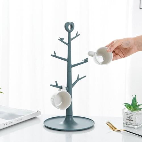 Creative Storage Rack Removable Tree Mug Stand Storage Coffee Tea Cup Organizer Hanger Holder With 6 Hooks Water Cup Holder #BL2