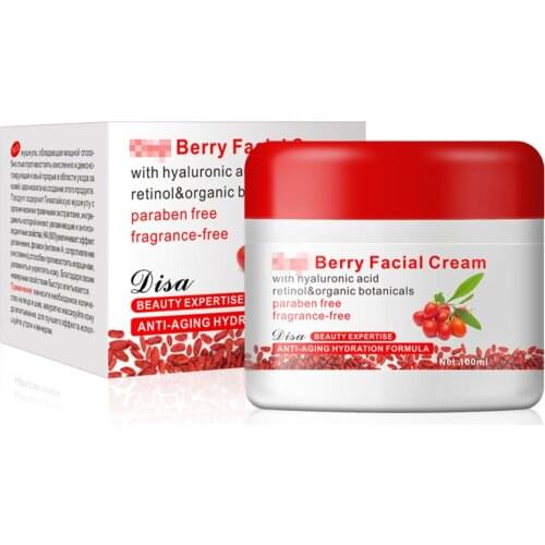 Goji Berry Facial Cream With Hyaluronic Acid Paraben Free Fragrance Anti-oxidation Anti-aging Skin Firming face massage freeship