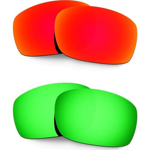 HKUCO For X Squared Sunglasses Polarized Replacement Lenses 2 Pairs Red & Green