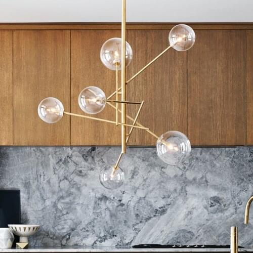 Nordic Design Glass Bubble Chandelier Rose Gold Color wrought iron chandelier lighting kitchen Dining room sputnik chandelier