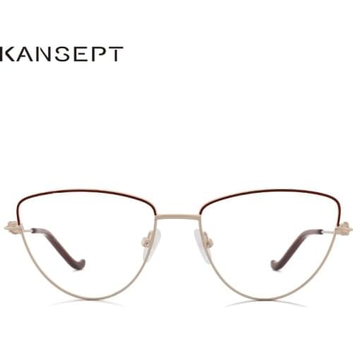 Kansept Metal Women Prescription Glasses Frame Brand Designer Cat Eye Myopia Optical Eye Glasses Frame#KL8366