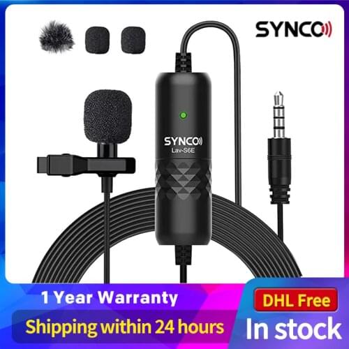 SYNCO Lav S6E Lavalier Omnidirectional Condenser Label Mic, 6M Cord iPhone Android Smartphone microphone telephone pk comica