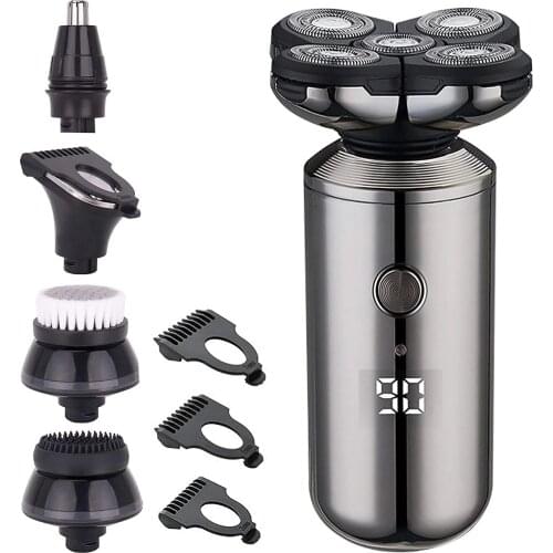 Mens Electric Shaver IPX6 Waterproof Shaving Machine Beard Trimmer USB Charging Razor Clippers Multi-function Grooming Kits
