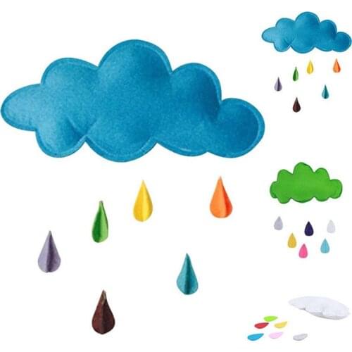 Manual Moon Rainbow Cloud With Raindrop Stars Kids Baby Room Nursery Wall Decal Stickers Home Art Decor