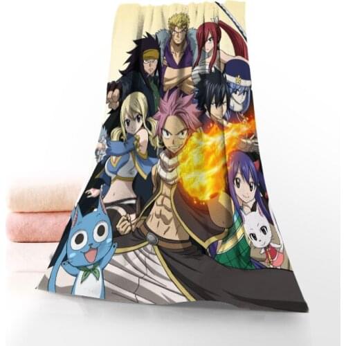 New Custom FAIRY TAIL Towel Printed Cotton Face/Bath Towels Microfiber Fabric For Kids Men Women Shower Towels 70X140cm