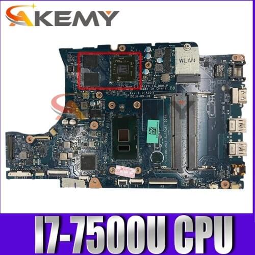 Original Laptop motherboard For DELL Insprion 5567 Core I7-7500U 216-0889018 Mainboard CN-0KFWK9 0KFWK9 BAL20 LA-D801P SR2ZV