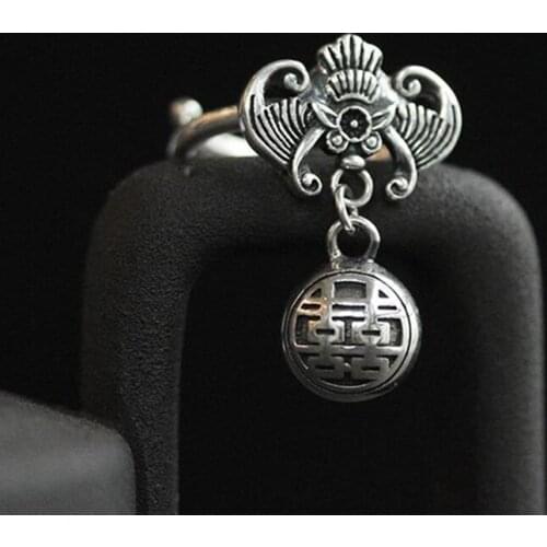Original design Thai silver bat tassel opening ring Chinese style retro unique craft elegant charm womens jewelry
