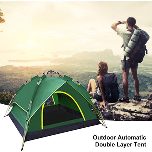 Double Layer Camping Automatic Popup Tent Waterproof Lightweight Large Space 2-3 Person Easy Setup Tents For Hiking Travel Beach