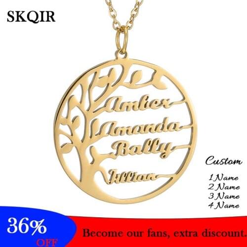 Personalized Customization 4 Name Necklace Tree of Life Babygirl Pendant Gold Friendship Necklace for Women Man Birthday Gift