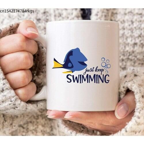 JUST Keep Swimming Inspired Present Gift Cup Fish Mug - Coffee Mug Gift Coffee Mug 11OZ Coffee Mug