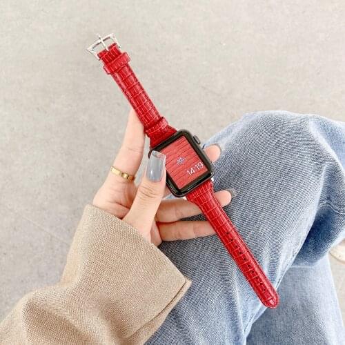 Brown Red Black White Genuine Leather watchband for apple watch 6 5 44mm 40mm 38mm 42mm Bracelet iwatch Strap 4 3 2 1