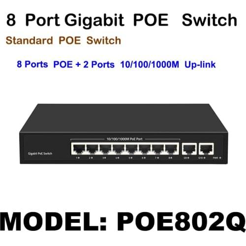 8 Port 100Mbps IEEE802.3af POE Switch 8ch Plus 2ch Gigabit Uplink Power over Ethernet Network Switch for IPCamera VoIP Phone AP