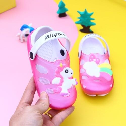 KINE PANDA Unicorn Slippers For Boy Girl Sandals Summer Todder Flip Flops Sesame Street Elmo Baby Indoor Shoes Beach Swimming