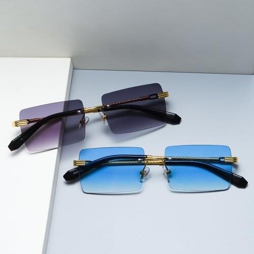 JackJad Vintage Classic Rectangle Rimless Style Gradient Metal Sunglasses Women ins Gold Luxury Brand Design Sun Glasses 8018