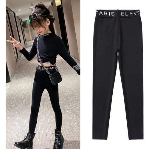 Girls Sports Leggings 2021 Spring Kids Running Tights Slim Jogger Trousers Child High Waist Running Gymwear Pants