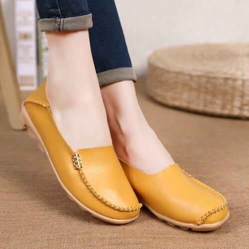 Shoes For Women 2021 Genuine Leather Mother Shoes Gift High Quality Soft Sole Work Women Casual Footwear 44 Size Tenis Feminino