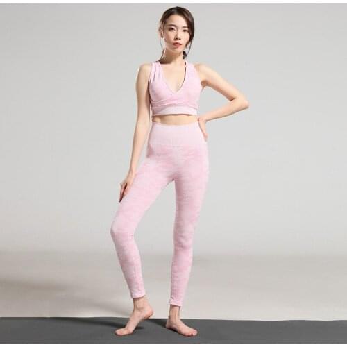 High Puality Yoga Set Women Camouflage Gym Push Up Leggings Detachable Padded Sport Bra Wear Breathable Fitness Workout Clothes