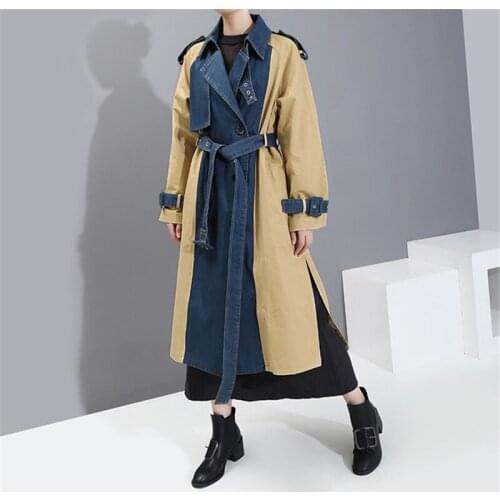 XLMJDZGS Women's Denim Trench Coats